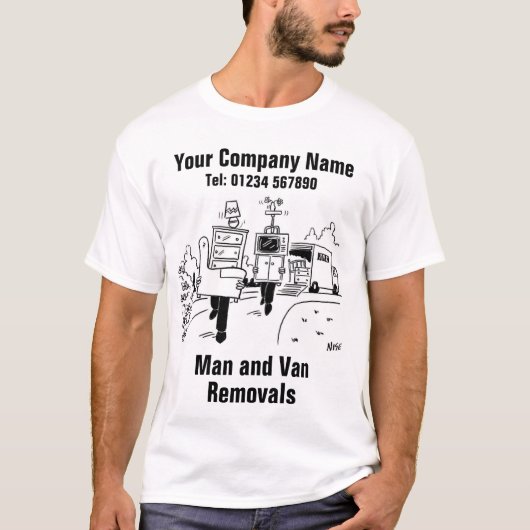 Man en Van de Cartoon van Versies aan Personaliser T-shirt (Voorkant)
