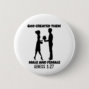 MAN EN VROUW, Bijbelse huwelijken Christelijk Ronde Button 5,7 Cm