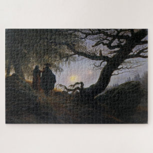 Man en vrouw die de maan overdenken - Caspar D.F Legpuzzel