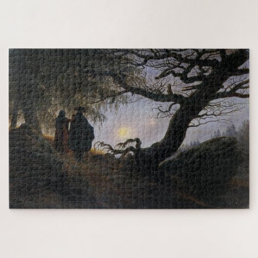 Man en vrouw die de maan overdenken - Caspar D.F Legpuzzel (Horizontaal)