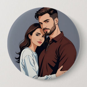Man en vrouw - Enorme 4 Inch Fan Button
