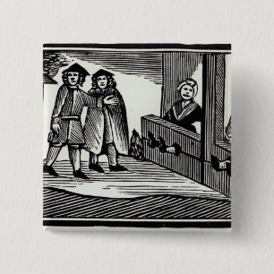 Man en vrouw in de Voorraden Vierkante Button 5,1 Cm