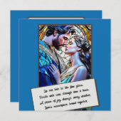 Man en vrouw in glas in lood save the date (Voorkant / Achterkant)