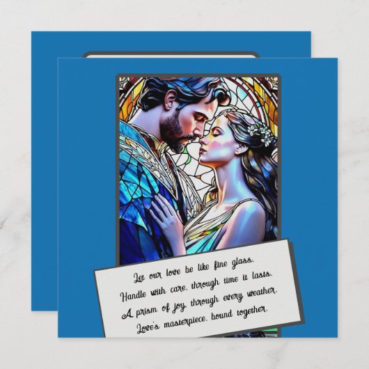 Man en vrouw in glas in lood save the date (Voorkant / Achterkant)