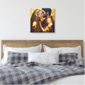 Man en vrouw in romantische omhelzing ❤️ Art Nouve Canvas Afdruk (Insitu (Slaapkamer))