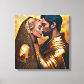 Man en vrouw in romantische omhelzing ❤️ Art Nouve Canvas Afdruk (Voorkant)