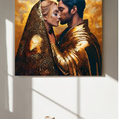 Man en vrouw in romantische omhelzing ❤️ Art Nouve Canvas Afdruk