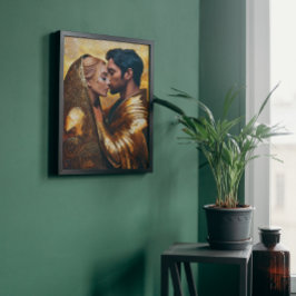 Man en vrouw in romantische omhelzing ❤️ Art Nouve Canvas Afdruk