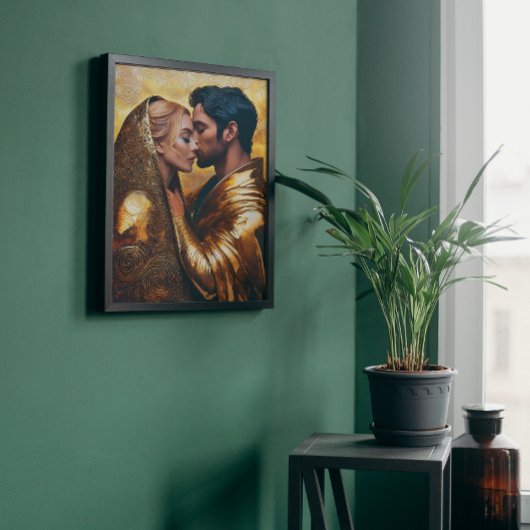 Man en vrouw in romantische omhelzing ❤️ Art Nouve Canvas Afdruk