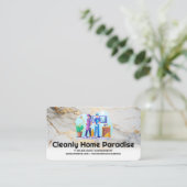 Man en vrouw kantoor schoonmaken visitekaartje (Staand voorkant)