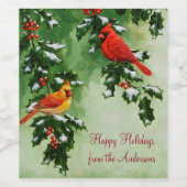 Man en Vrouw Noordelijke Rode Kardinalen Wijn Etiket (Enkel label)