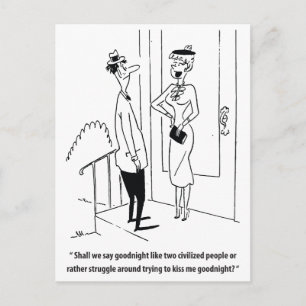 Man en vrouw op een date, humor, vintage briefkaart