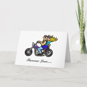 Man en vrouw op motorfiets wenskaart kaart