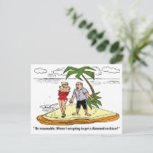 Man en vrouw op woestijneiland, grappige Vintage Briefkaart (Staand voorkant)