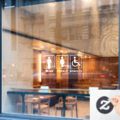Man en Vrouw Restroom Deur Sign Raamsticker (Cafe Raam)