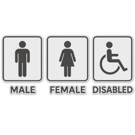 Man en Vrouw Restroom Deur Sign Sticker (Voorkant)