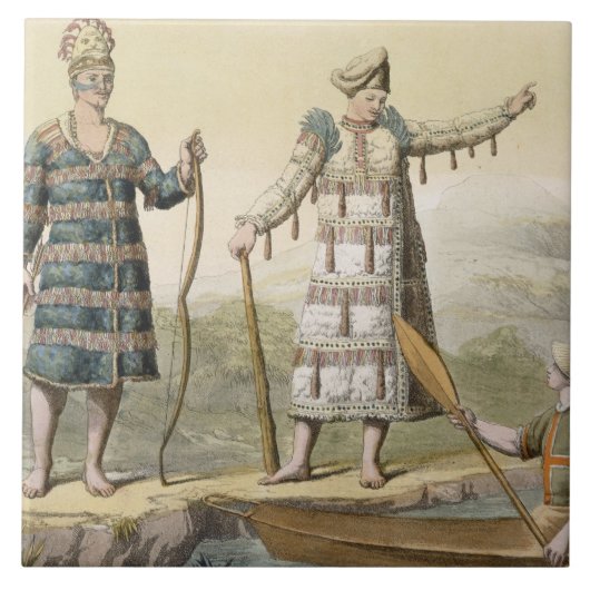 Man en vrouw van Alaskan (kleurengravure) Tegeltje (Voorkant)