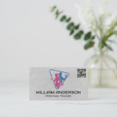 Man en vrouw werken uit | QR-code Visitekaartje (Staand voorkant)