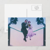 Man en vrouw zitten op de telefoon 1900 briefkaart (Voorkant / Achterkant)