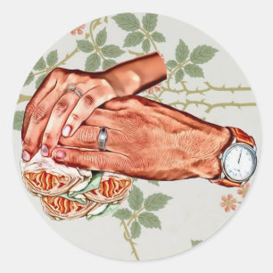 man en vrouwen bruid bruidegom koppels kunst ronde sticker