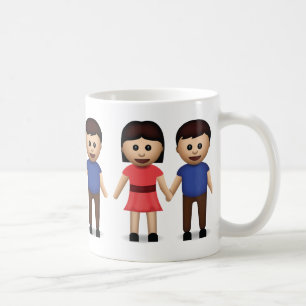 Man en vrouwen die de handen Emoji vasthouden Koffiemok