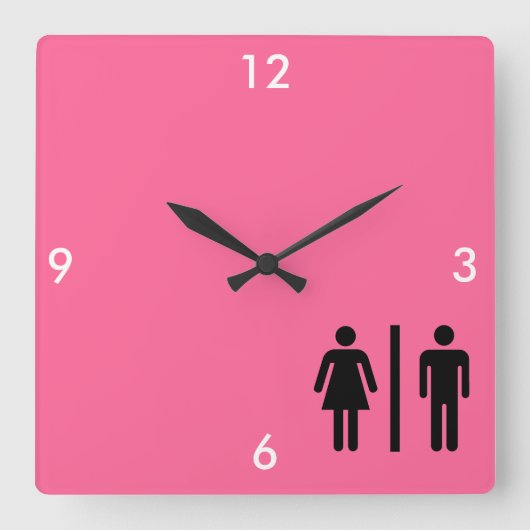 Man- en vrouwensymbool vierkante klok (Voorkant)