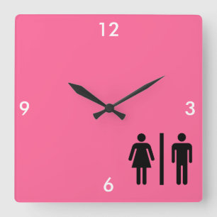 Man- en vrouwensymbool vierkante klok