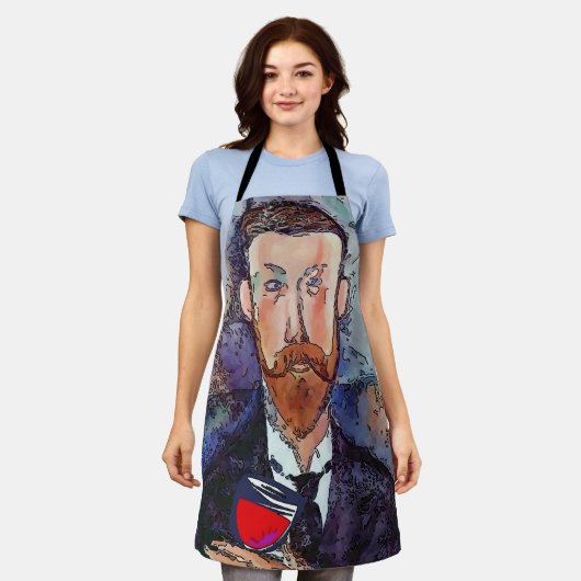 Man- en wijnontwerp toevoegen tekst, profiel schort (Gedragen)