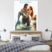 Man en zeemeermin Thunder_Cove Canvas Afdruk (Insitu (Slaapkamer))