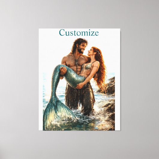 Man en zeemeermin Thunder_Cove Canvas Afdruk (Voorkant)