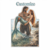 Man en zeemeermin Thunder_Cove Sticker (Voorkant)