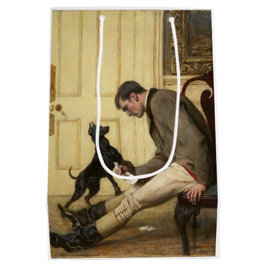 Man en zijn cadeautas voor honden (Achterkant)