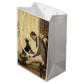 Man en zijn cadeautas voor honden (Achterkant Gekanteld)