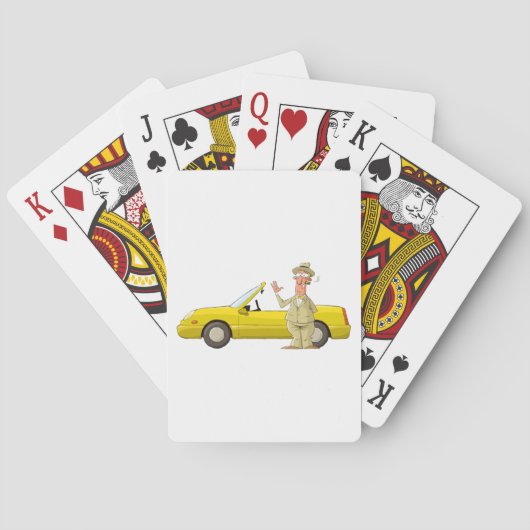 Man en zijn gele kaarten voor het spelen van auto' (Achterkant)