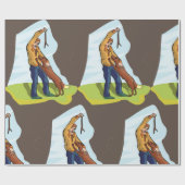 Man en zijn lange werkpapier cadeaupapier (Vlak)