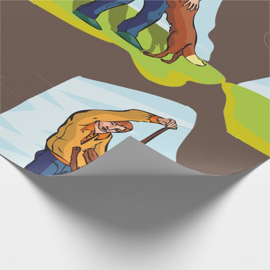 Man en zijn lange werkpapier cadeaupapier