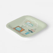 Man en zijn televisie papieren bordje (Gebogen)