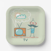 Man en zijn televisie papieren bordje (Voorkant)
