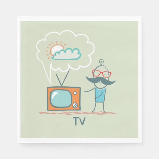 Man en zijn televisie servet (Voorkant)