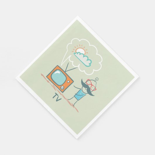 Man en zijn televisie servet (Hoek)