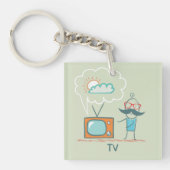 Man en zijn televisie sleutelhanger (Voorkant)