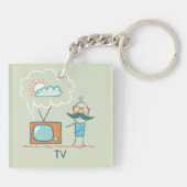 Man en zijn televisie sleutelhanger (Achterkant)