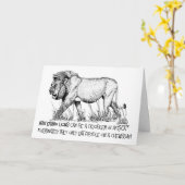 Man Eten Leeuw Verjaardag Kaart (Gele Bloem)