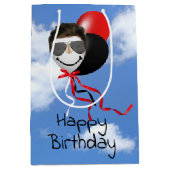 Man Face Birthday-ballonnen in Sky Medium Cadeauzakje (Voorkant)