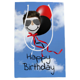 Man Face Birthday-ballonnen in Sky Medium Cadeauzakje