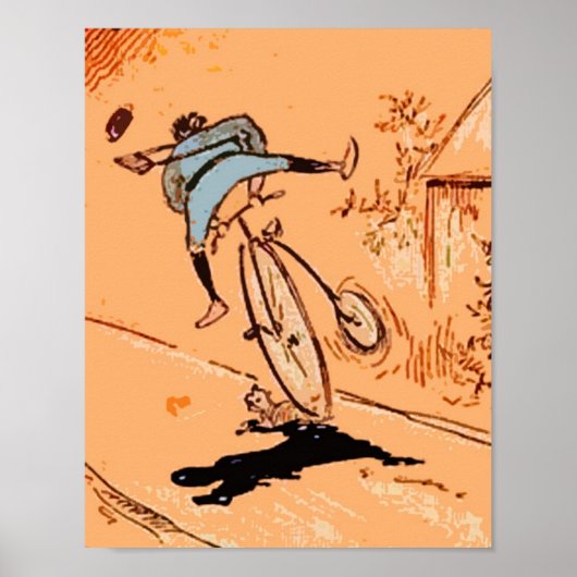 Man fiets Herfst kat Sinaasappel Poster (Voorkant)
