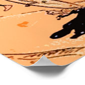 Man fiets Herfst kat Sinaasappel Poster (Hoek)