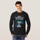 Man Fiets Hond Met Fiets Mtb Wielrenner T-shirt (Voorkant volledig)
