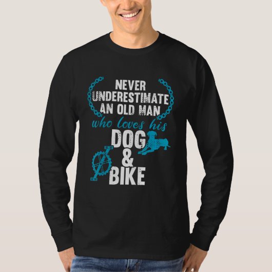 Man Fiets Hond Met Fiets Mtb Wielrenner T-shirt (Voorkant)