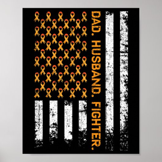 Man Fighter Ribbon Vlag Leukemie Bewustzijn Poster (Voorkant)